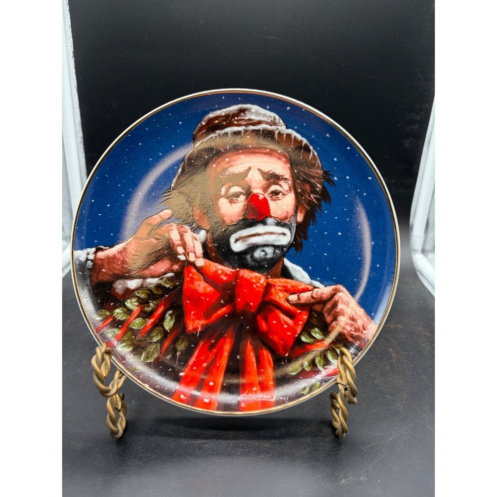 1987 Emmett Kelly Circus Collection Christmas Wreath Plate Dave Grossman 1987